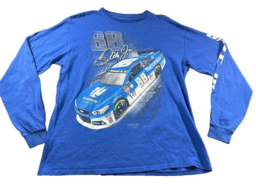 Dale Earnhardt Jr #88 NASCAR Nationwide Racing Long Sleeve Graphic T-Shirt Blue